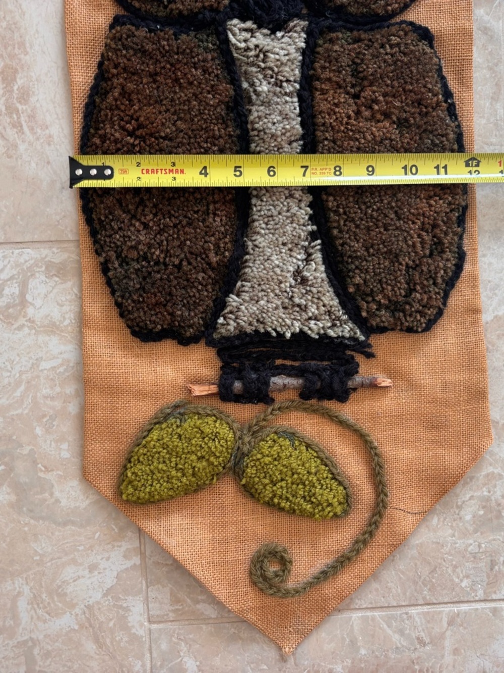 70's Woodland Owl on Branch Crewel Embroidery Hanging Art MCM Whimsical Retro - Picture 6 of 7